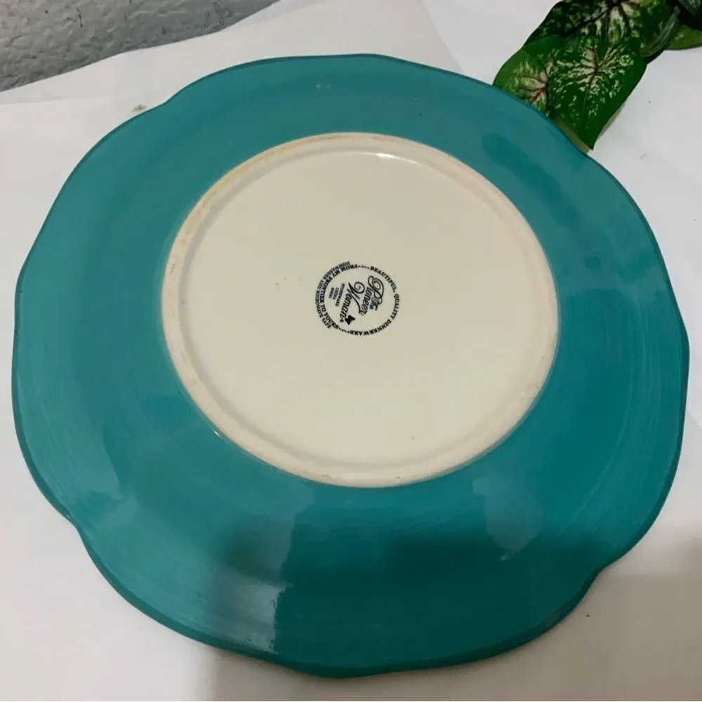 Pioneer Woman Teal Hyacinth dinner plate 10 3/4” G15